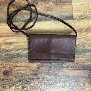 VTG HOBO international  Brown Leather Y2K Crossbody Bag